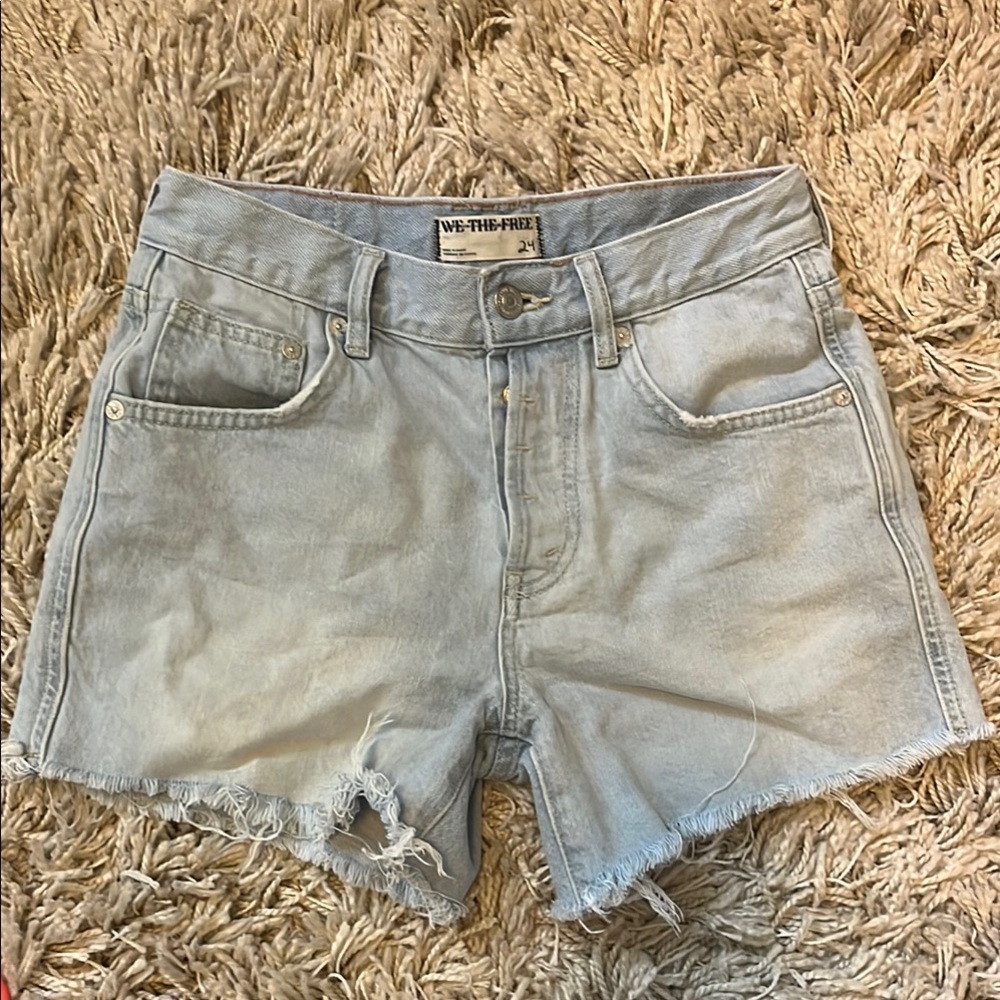 We The Free Light Blue Denim Shorts